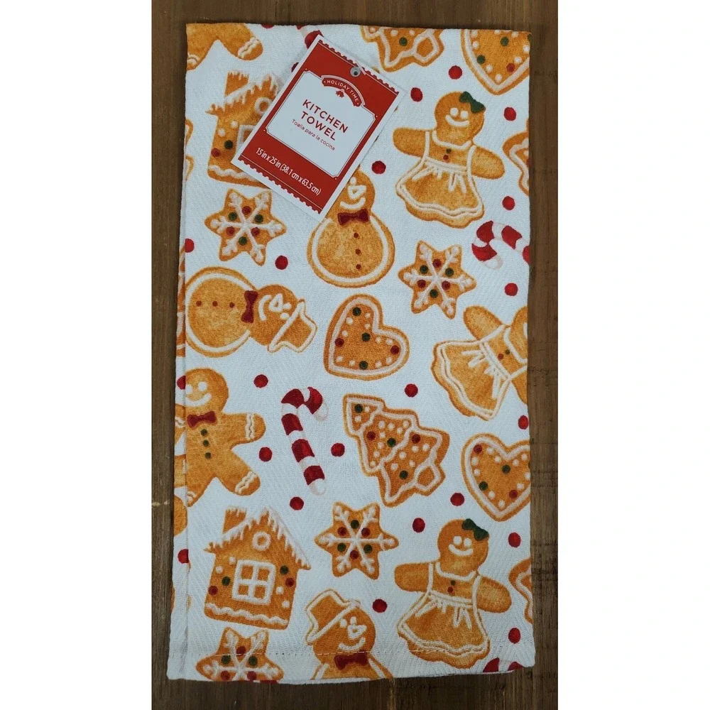 Kitchen Gift Set GINGERBREAD Man Cookie Cutters - Towel Christmas Candy Cane NEW